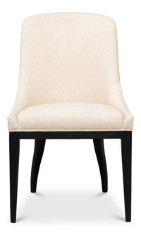 Modern Dining Chair with Sloped Back in Cream Cotton-Linen - view 2