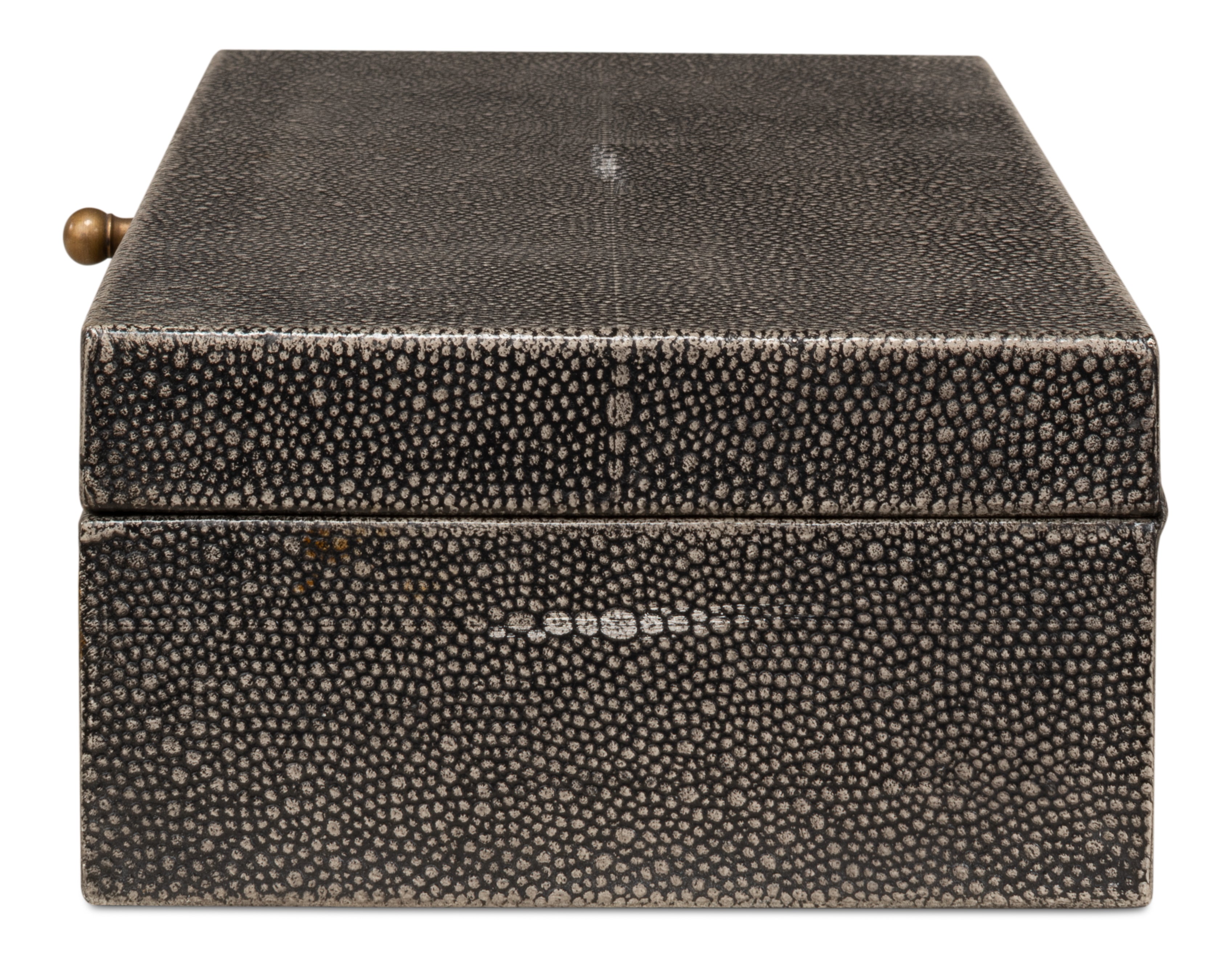 Shagreen Leather Box in Antique Gray, Set of 2