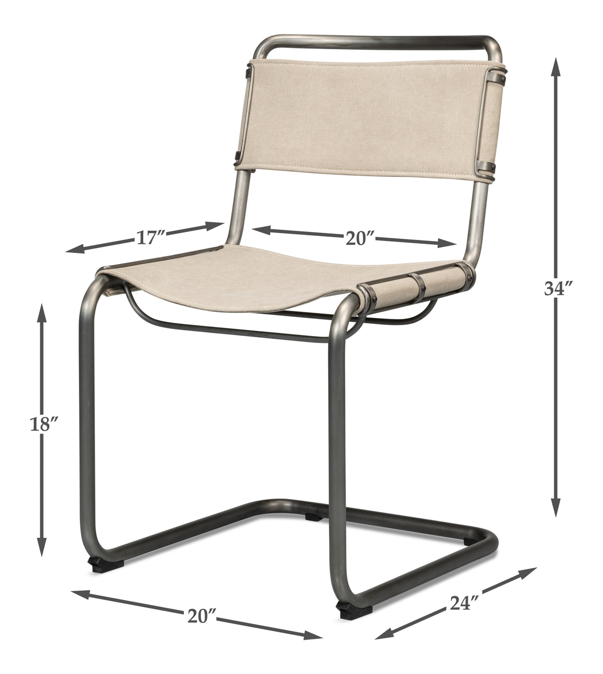 Cantilever Dining Chairs in Canvas and Steel, Sets of 2 - view 11
