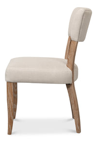 Limed Oak Dining Chairs in Beige Linen, Sets of 2 - view 3