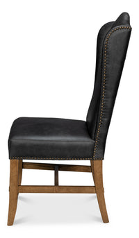 Leather Wingback Dining Chairs in Black, Sets of 2 - view 3