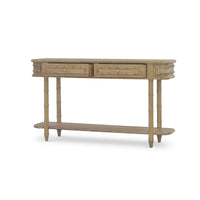 Faux Bamboo Console Table in Fruitwood Finish
