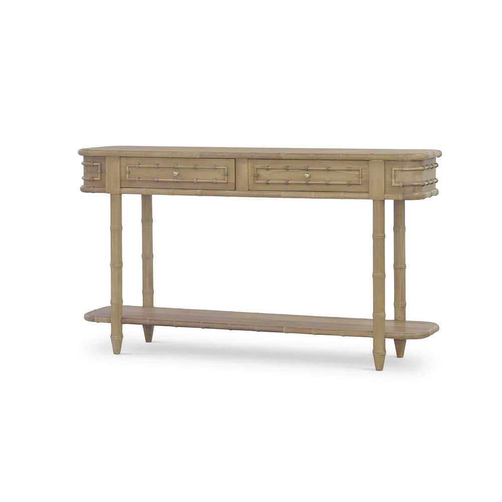 Faux Bamboo Console Table in Fruitwood Finish
