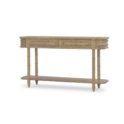 Faux Bamboo Console Table in Fruitwood Finish