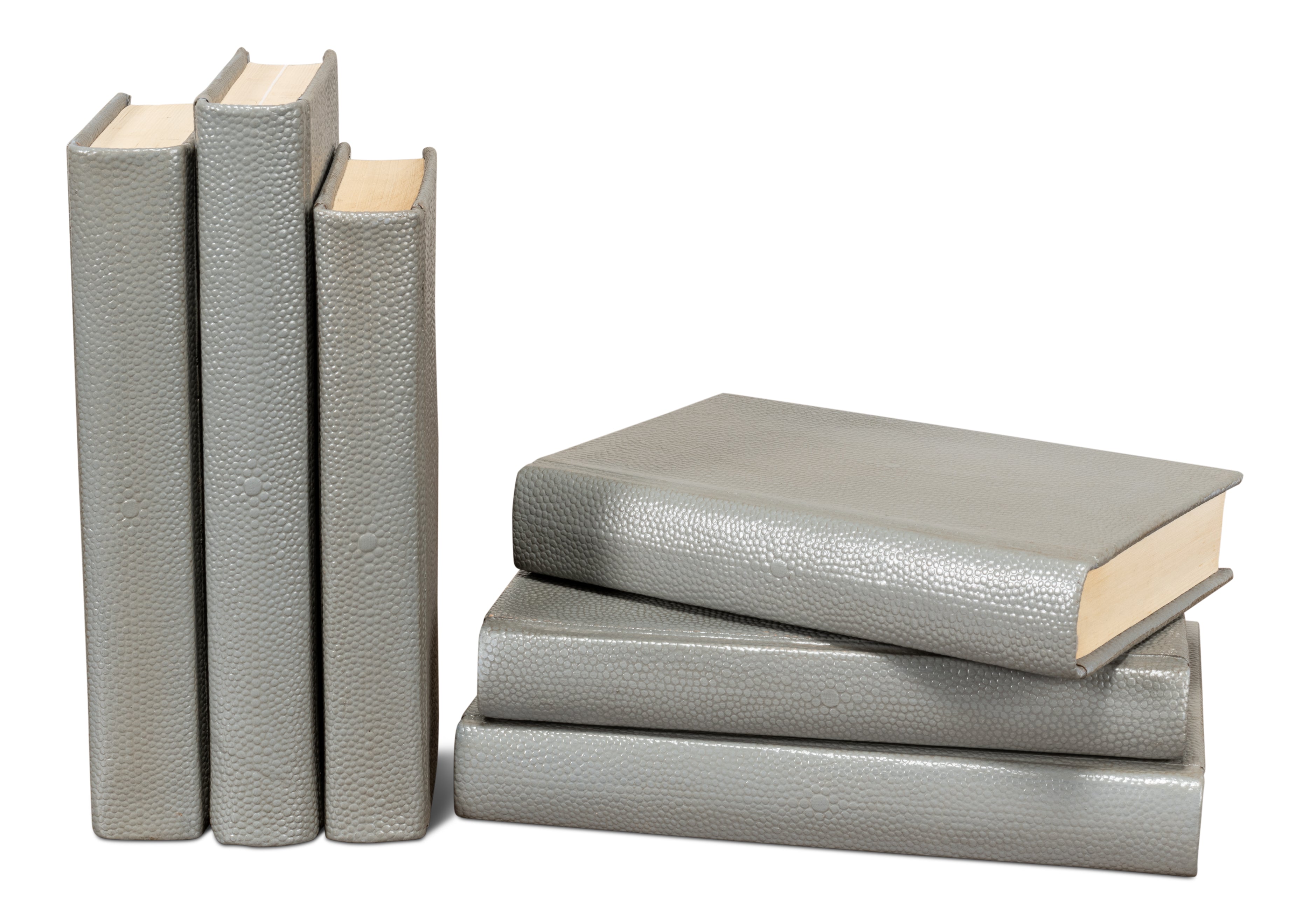 Shagreen Book Set of 12 in Storm Gray, Pebbled Leather - view 6