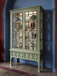 Chippendale Style Two-Door China Cabinet - Willow Shiny Finish - Styled three-quarter view