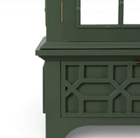 Chippendale Style Two-Door China Cabinet - Willow Shiny Finish - Fretwork base detail