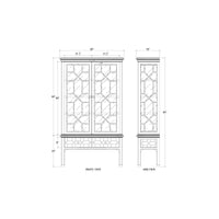 Chippendale Style Two-Door China Cabinet - Willow Shiny Finish - Dimension drawing