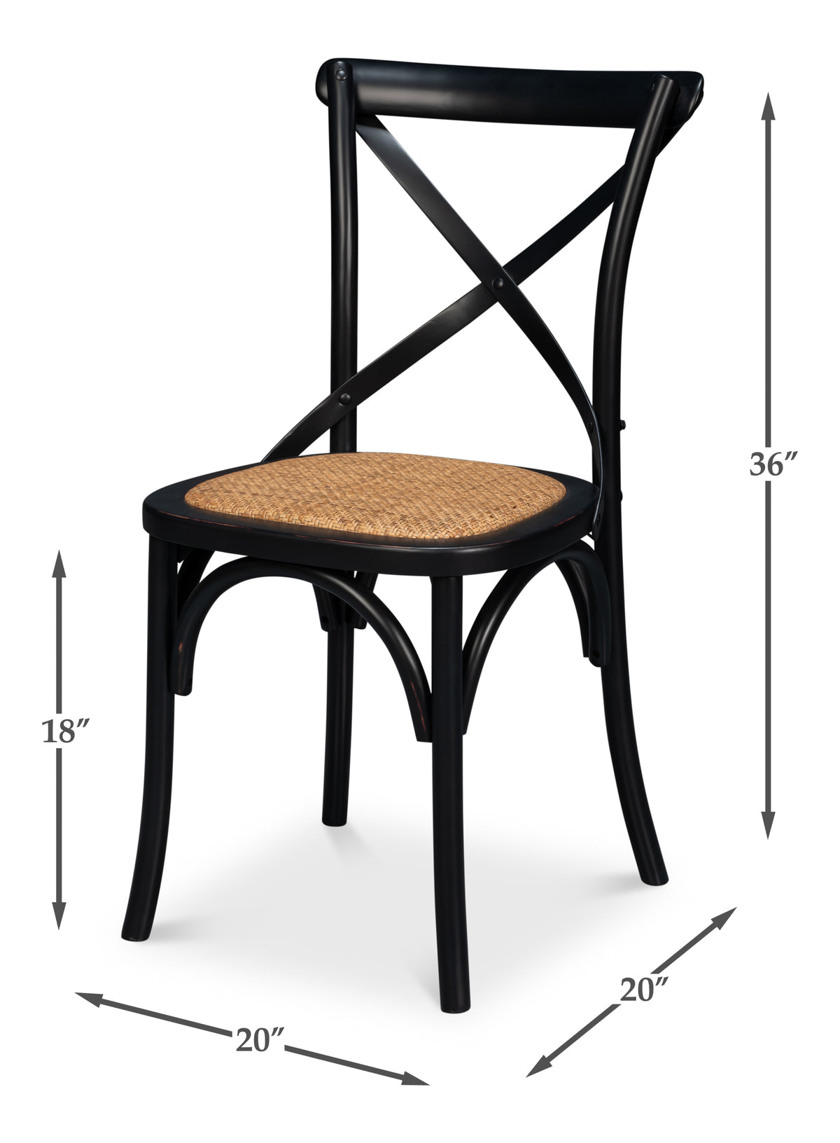Bistro Dining Chairs in Black Bentwood with Cane Seats, Sets of 2 - view 11