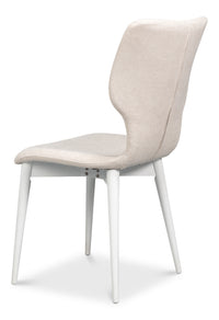 Sculpted Mid-Century Dining Chair in Cream with White Legs - view 5