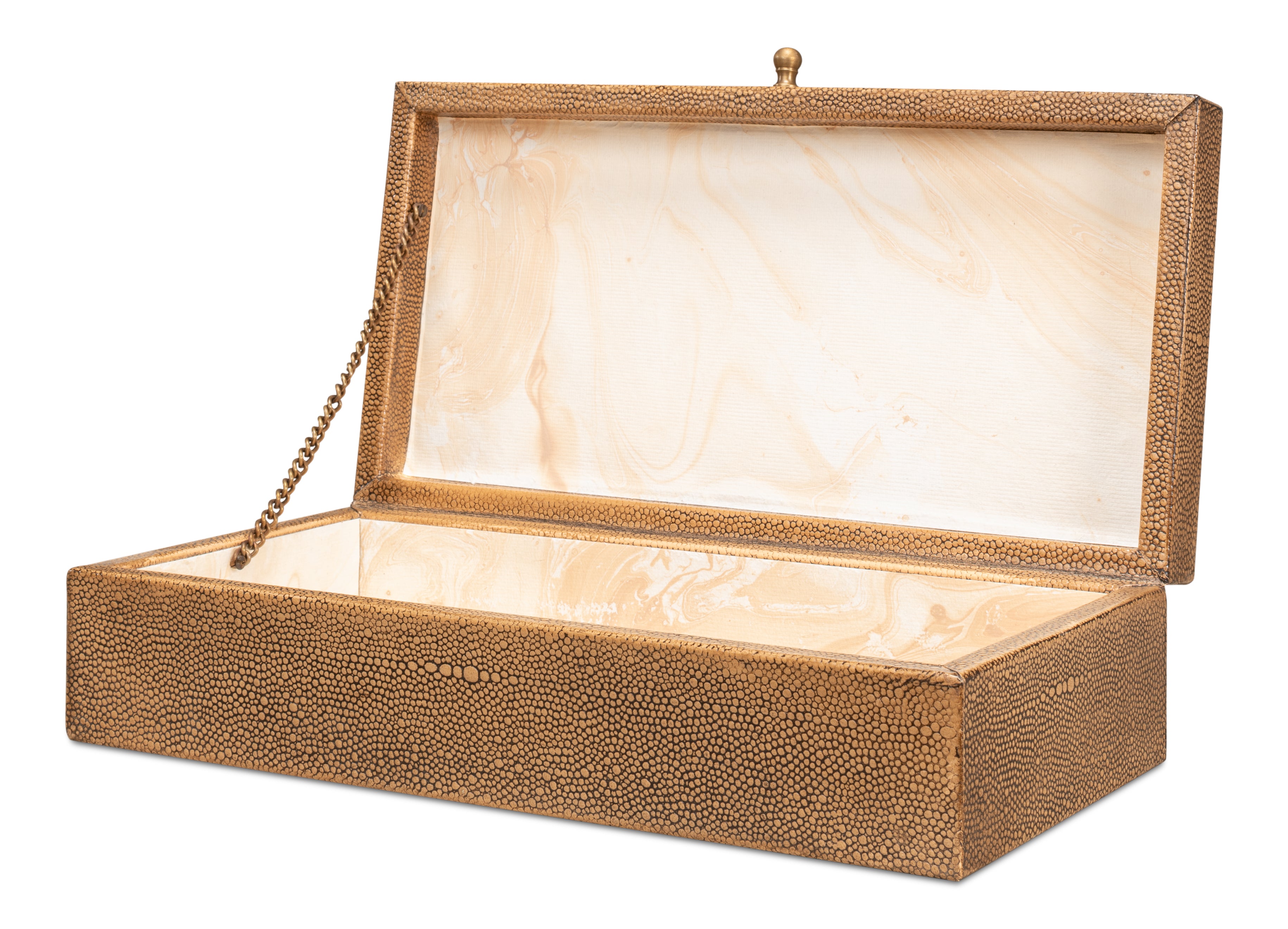 Shagreen Leather Box Set in Tawny Brown, Set of 2