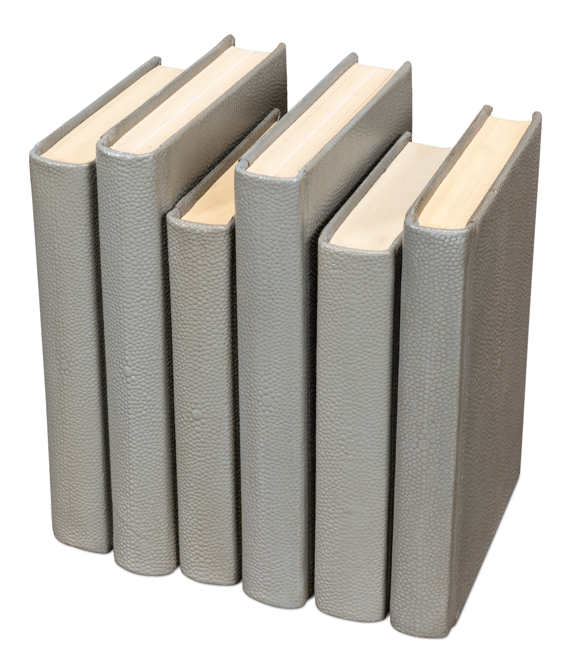 Shagreen Book Set of 12 in Storm Gray, Pebbled Leather - view 5
