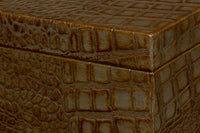 Croc Leather Box in Antique Green, Set of 2