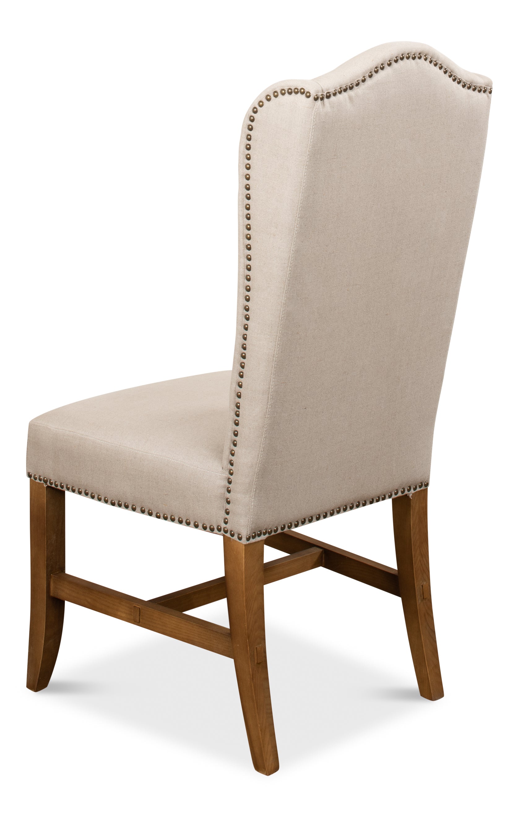 Wingback Dining Chairs in Beige Linen with Nailheads, Sets of 2 - view 5