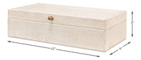 Shagreen Leather Box in Ivory, Set of 2