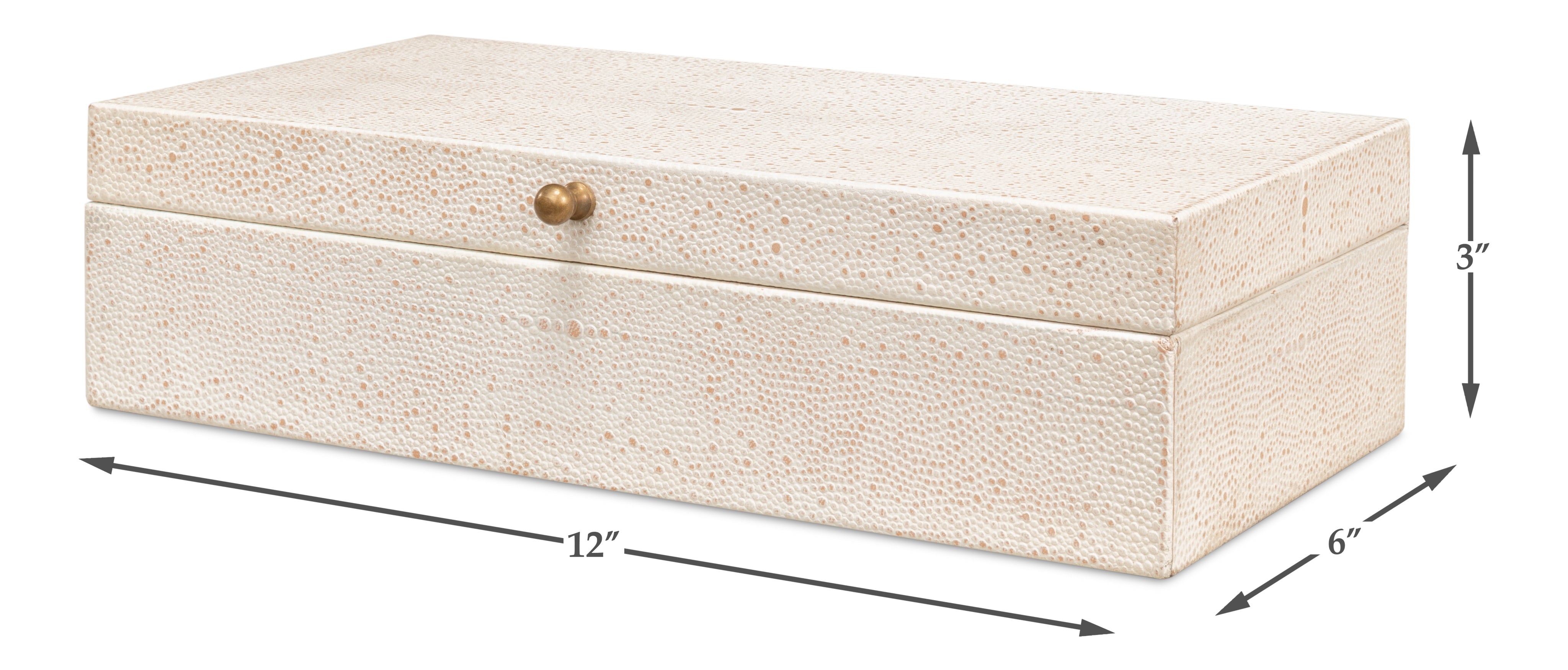 Shagreen Leather Box in Ivory, Set of 2