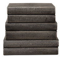 Shagreen Embossed Gray Book Set in Leather, Set of 12 - view 2