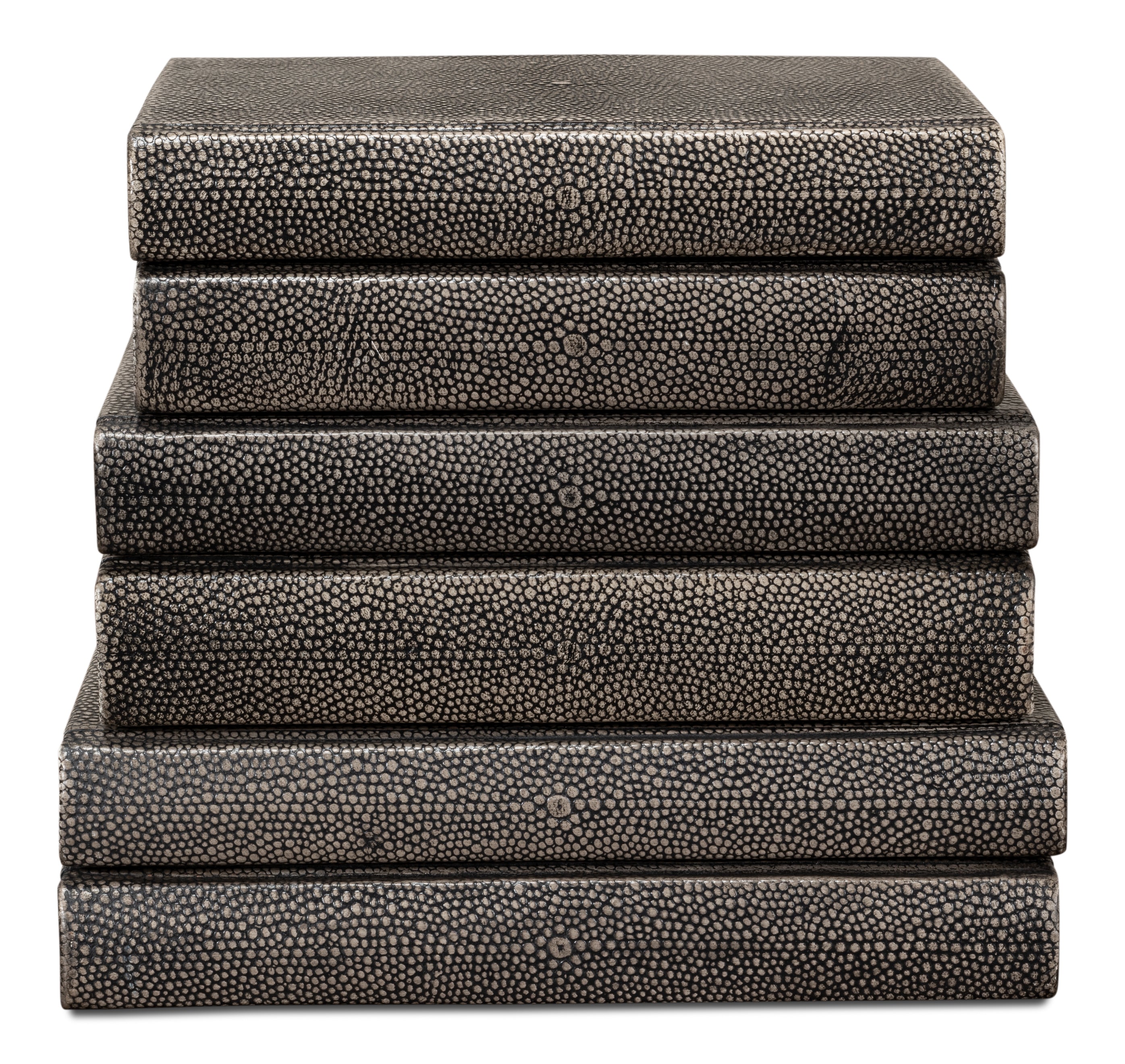 Shagreen Embossed Gray Book Set in Leather, Set of 12 - view 2