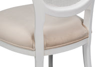 Cane Back Dining Chairs in White with Taupe Velvet, Sets of 2 - view 7