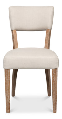 Limed Oak Dining Chairs in Beige Linen, Sets of 2 - view 2