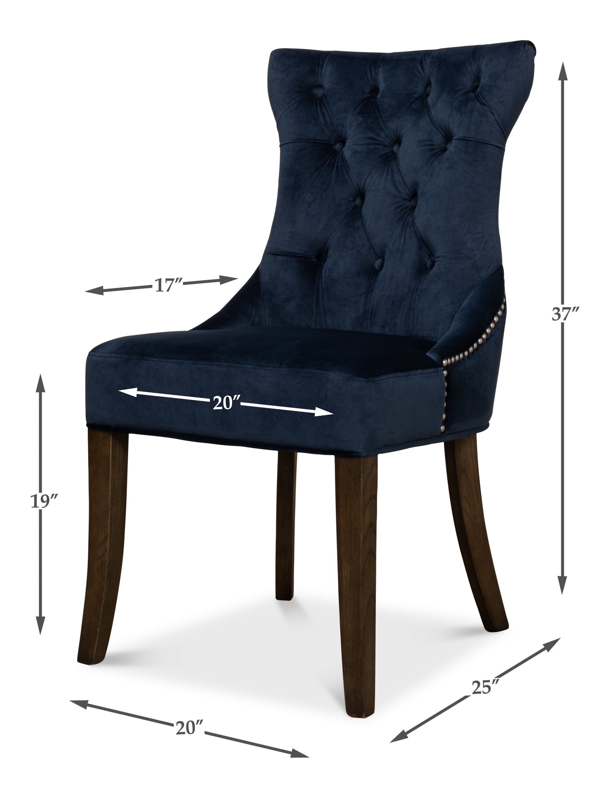 Tufted Velvet Dining Chairs in Navy Blue, Sets of 2 - view 11
