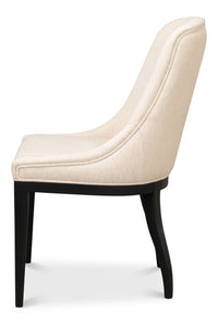 Modern Dining Chair with Sloped Back in Cream Cotton-Linen - view 3