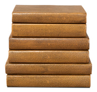 Shagreen Embossed Tan Book Set in Tawny Brown, Set of 12 - view 2