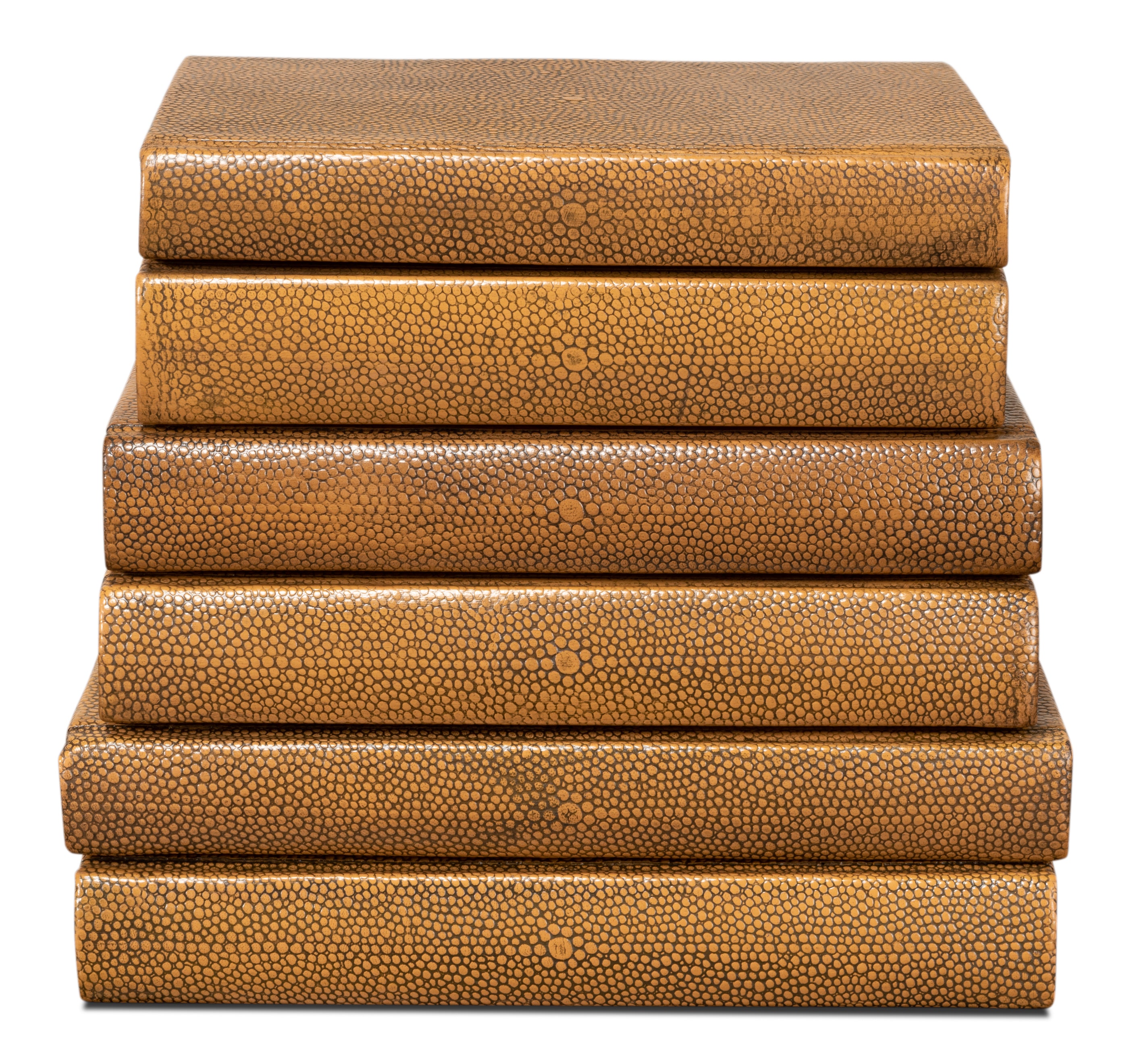 Shagreen Embossed Tan Book Set in Tawny Brown, Set of 12 - view 2