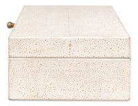 Shagreen Leather Box in Ivory, Set of 2