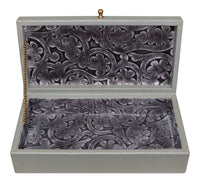Shagreen Leather Box in Storm Gray, Set of 2