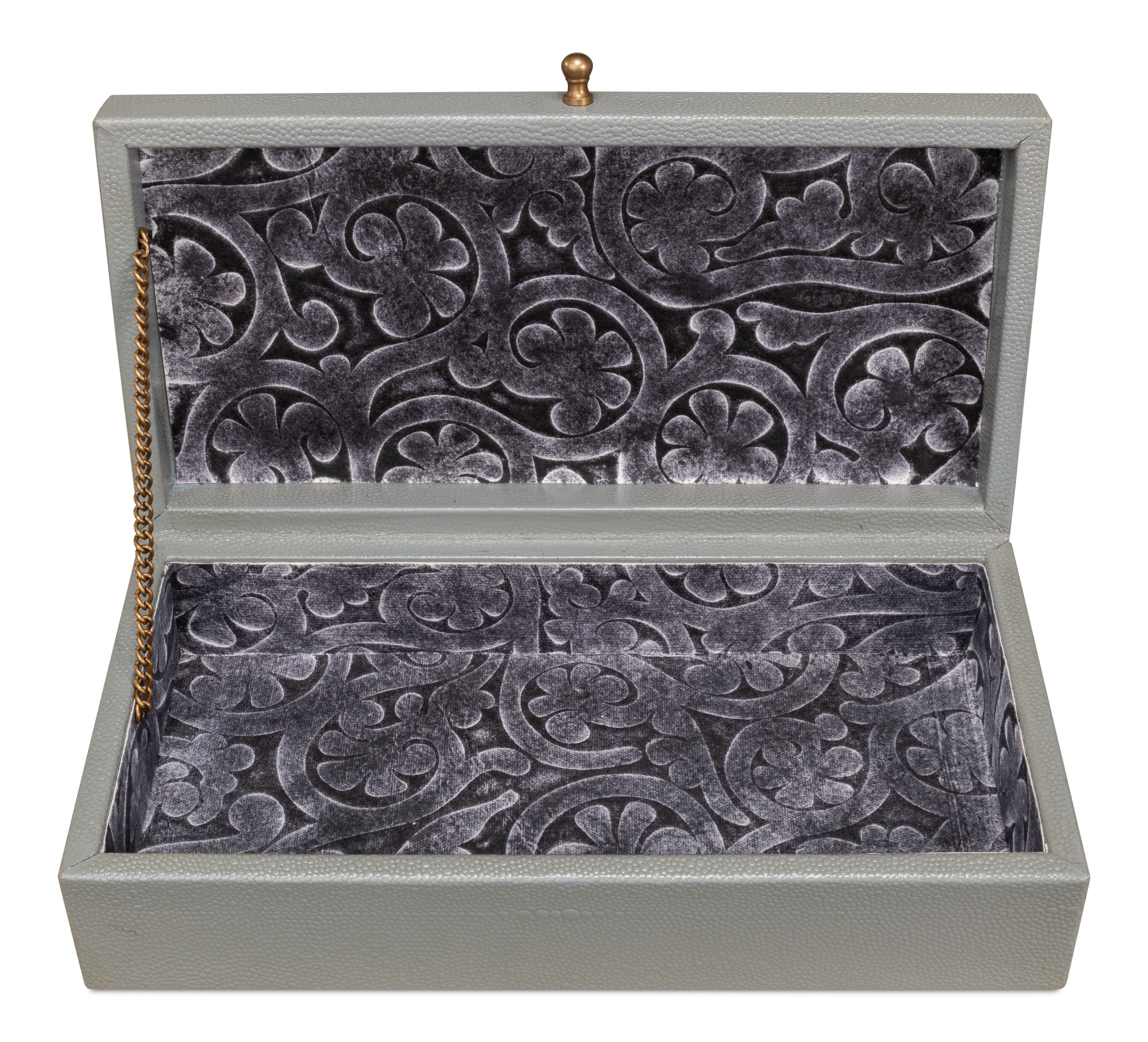 Shagreen Leather Box in Storm Gray, Set of 2