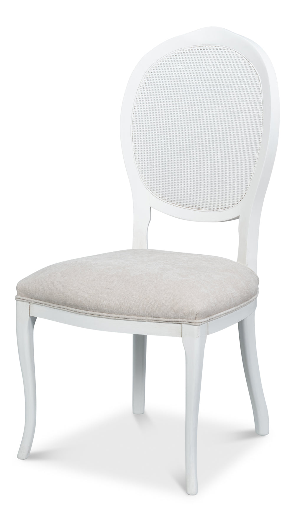 Louis XV Cane Back Dining Chairs in White, Sets of 2