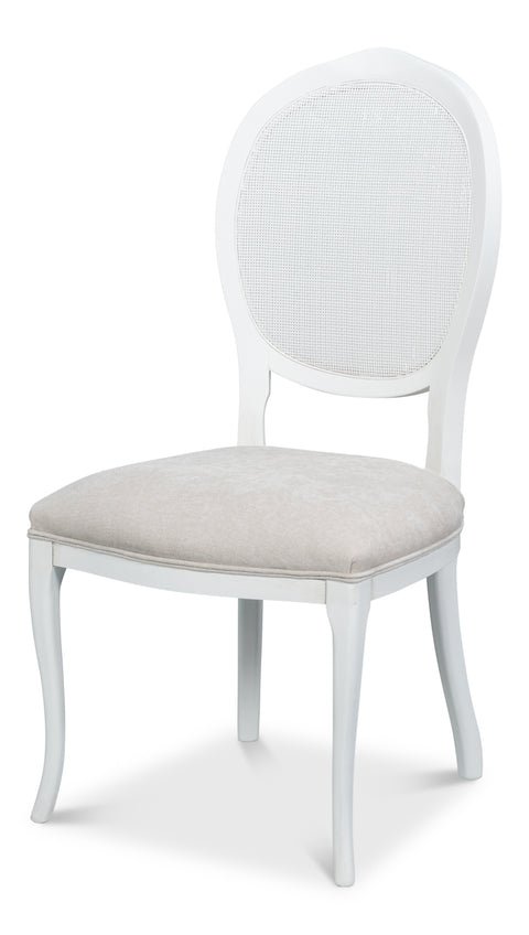 Louis XV Cane Back Dining Chairs in White, Sets of 2