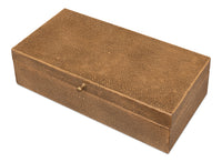 Shagreen Leather Box Set in Tawny Brown, Set of 2