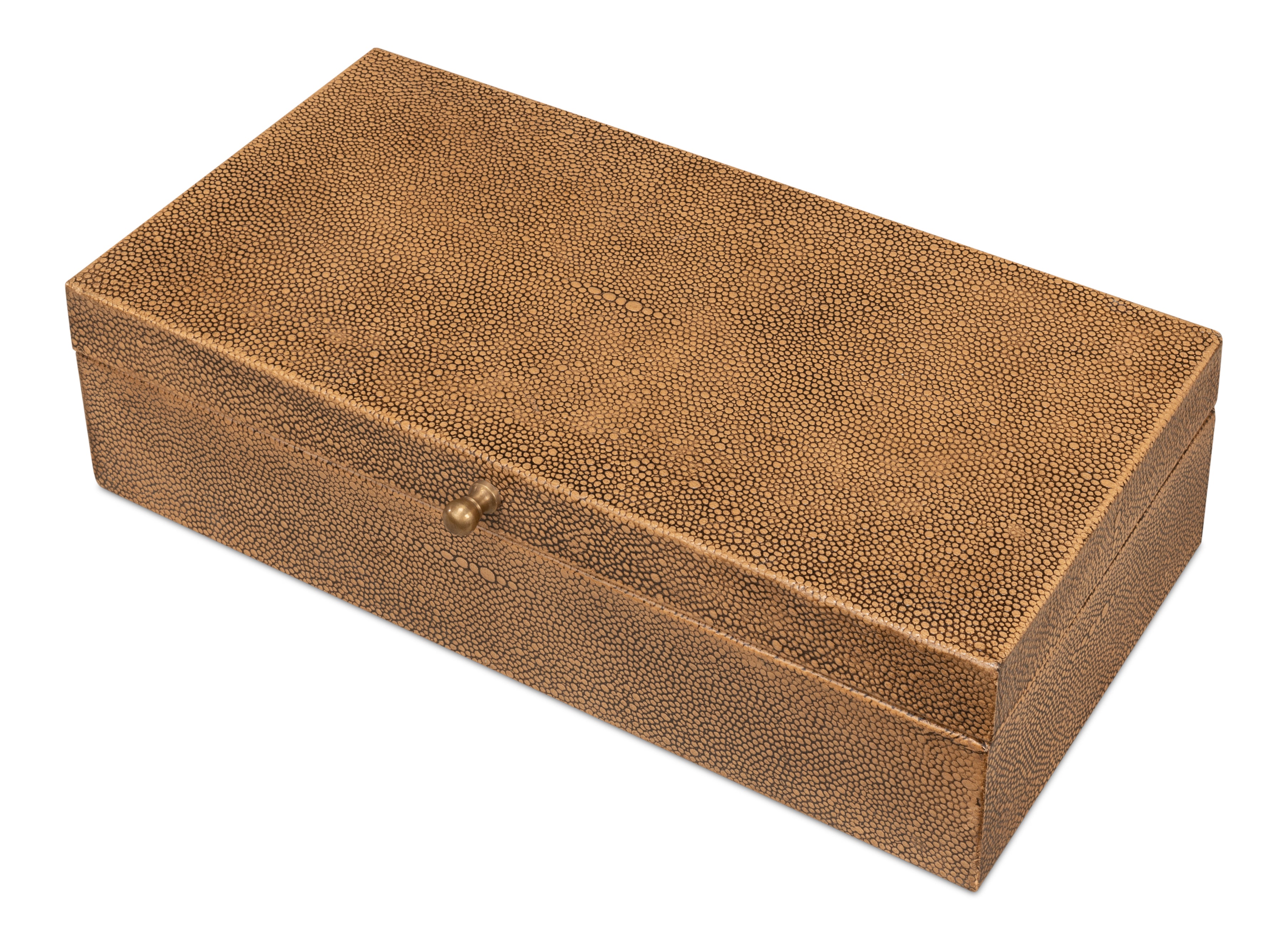 Shagreen Leather Box Set in Tawny Brown, Set of 2