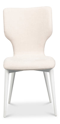Sculpted Mid-Century Dining Chair in Cream with White Legs - view 2
