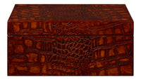 Croc Leather Box in Cognac, Set of 2