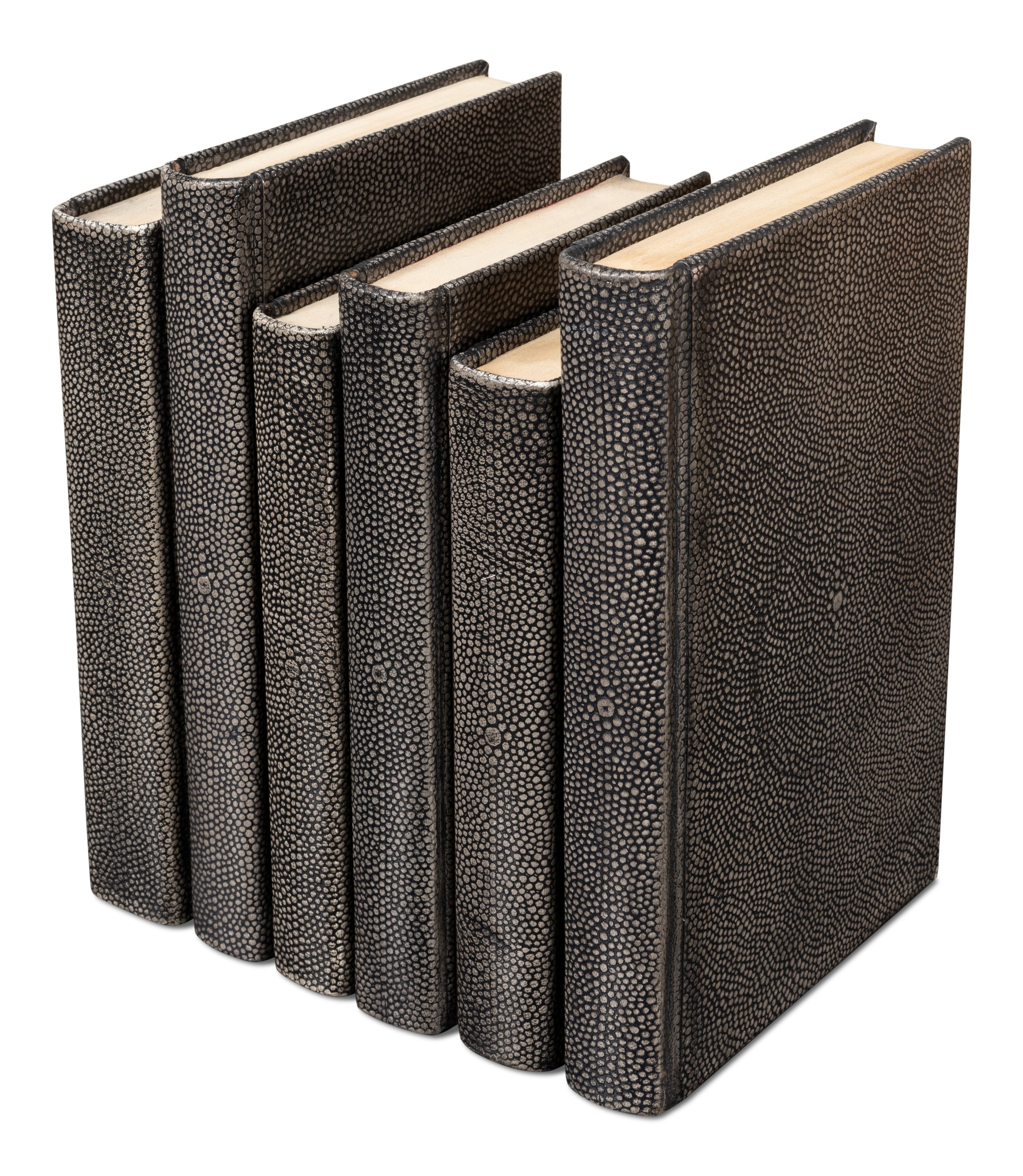 Shagreen Embossed Gray Book Set in Leather, Set of 12 - view 5