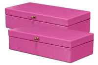 Pink Leather Box, Set of 2