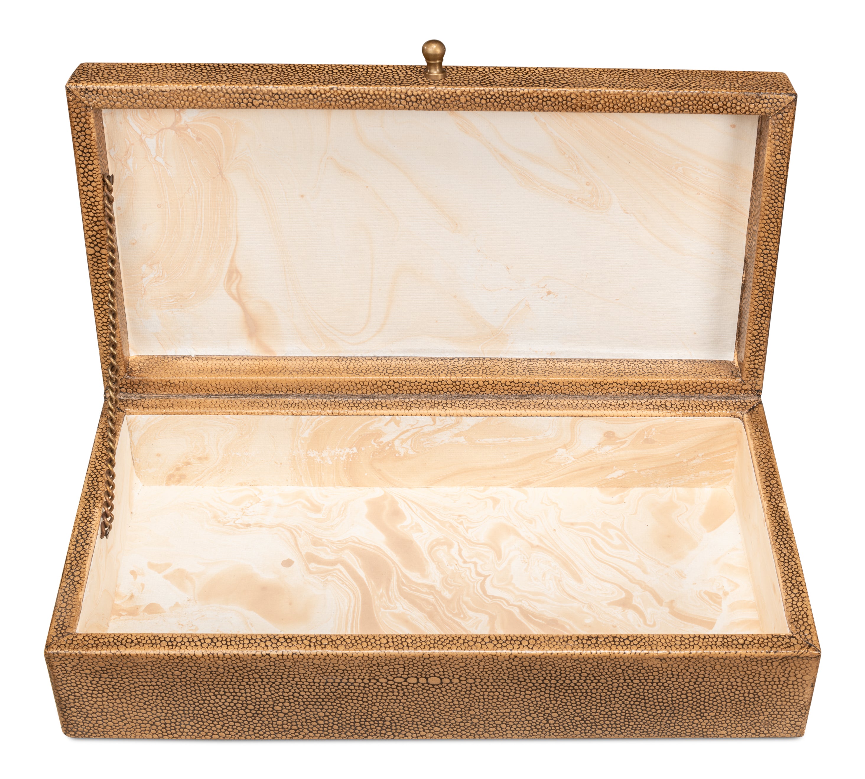 Shagreen Leather Box Set in Tawny Brown, Set of 2