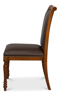 French Empire Dining Chairs in Brown Leather, Sets of 2 - view 3
