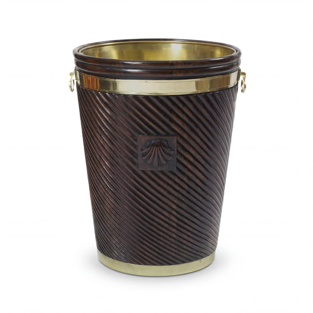 Large Irish Shell Carved Peat Bucket