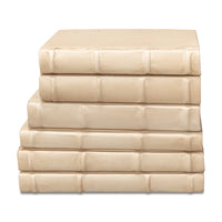 Antique White Leather-Bound Decorative Books, Set of 12