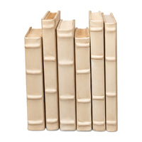 Antique White Leather-Bound Decorative Books, Set of 12