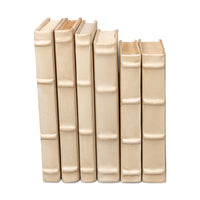 Antique White Leather-Bound Decorative Books, Set of 12