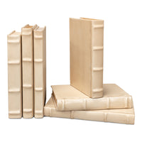 Antique White Leather-Bound Decorative Books, Set of 12
