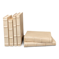Antique White Leather-Bound Decorative Books, Set of 12