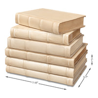 Antique White Leather-Bound Decorative Books, Set of 12