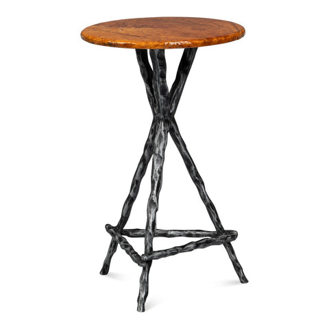 Branch Form Accent Table in Cast Aluminum, Pewter Tone