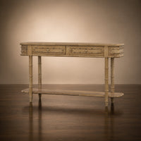 Faux Bamboo Console Table in Fruitwood Finish